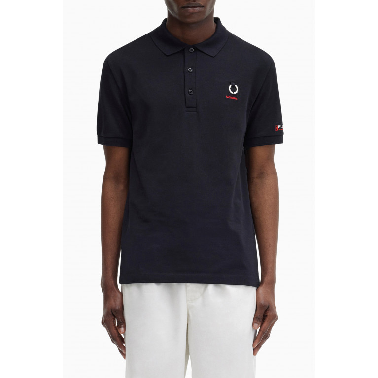 Fred Perry - x Raf Simons Printed Sleeve Polo Shirt in Fine Cotton Piqué