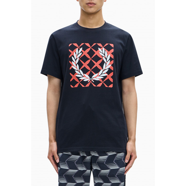 Fred Perry - Cross Stitch Printed T-shirt in Cotton Jersey