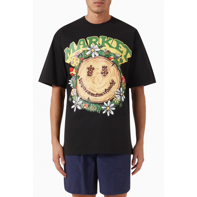 Market - Smiley Decomposition T-shirt in Cotton Jersey Black