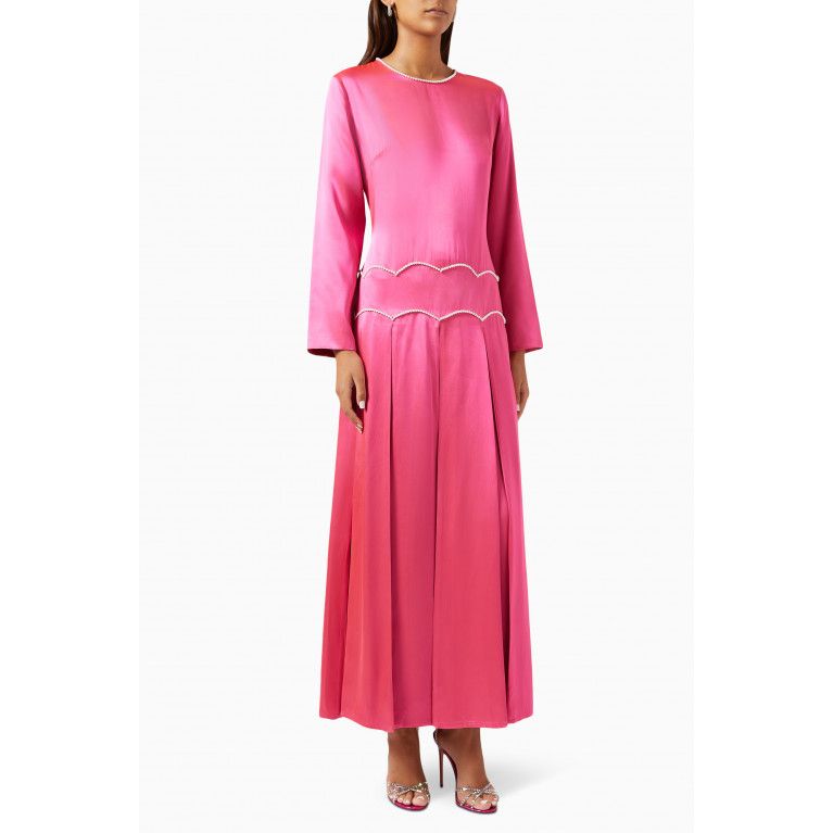Hessa Falasi - Embellished Maxi Dress in Satin