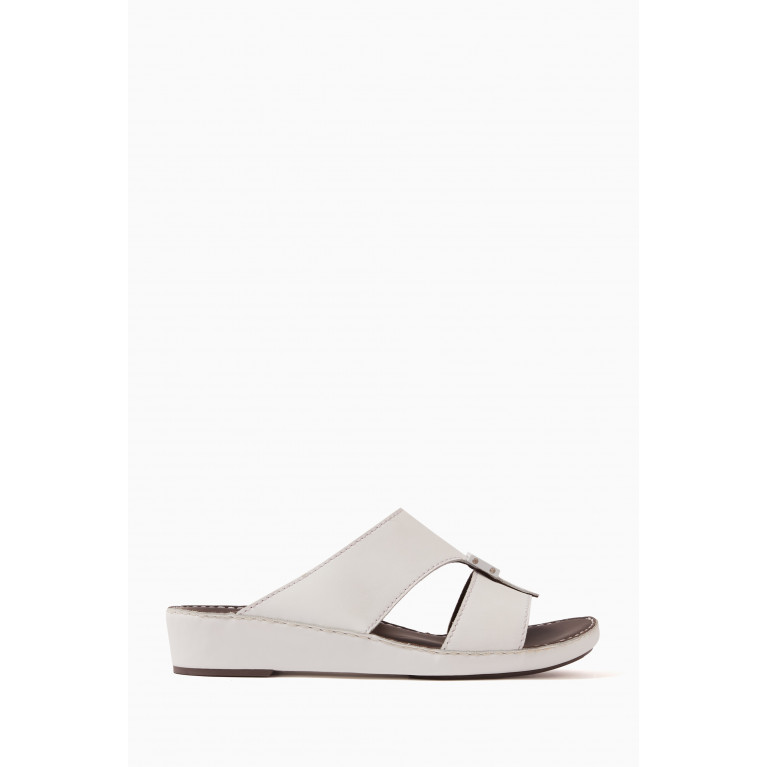 Private Collection - Quadratura Marmo Sandals in Rubberised Leather White