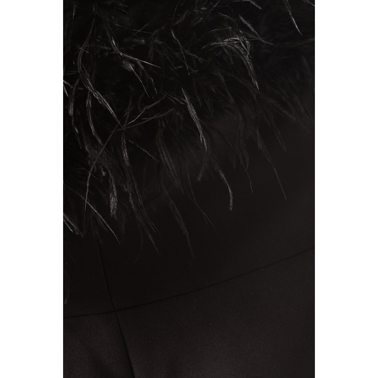Mossman - Nightshift Feather Midi Dress in Crepe