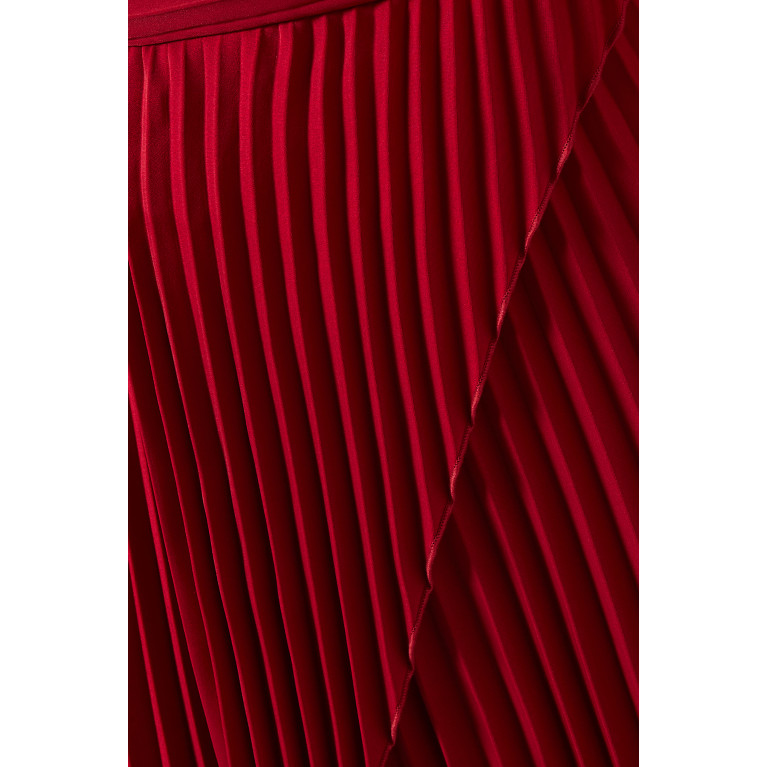 Mossman - The Breakthrough Midi Dress in Pleated-fabric Red