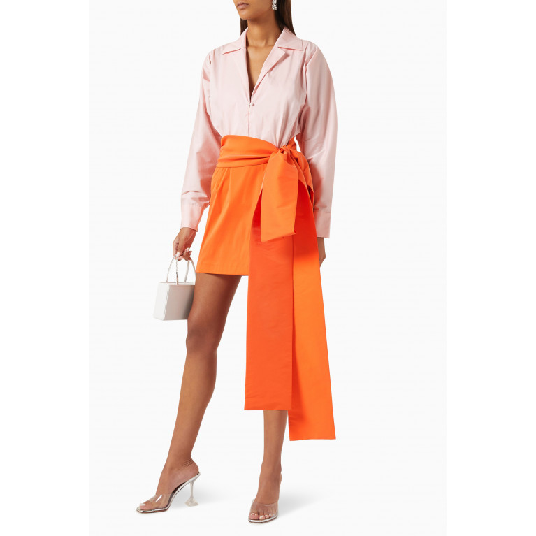 BERNADETTE - Claire Colour-block Mini Dress in Cotton-poplin & Taffeta