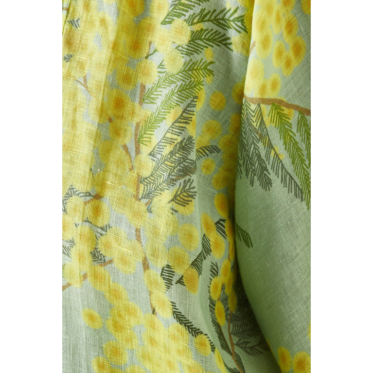 BERNADETTE - Peignoir Printed Midi Wrap Dress in Linen