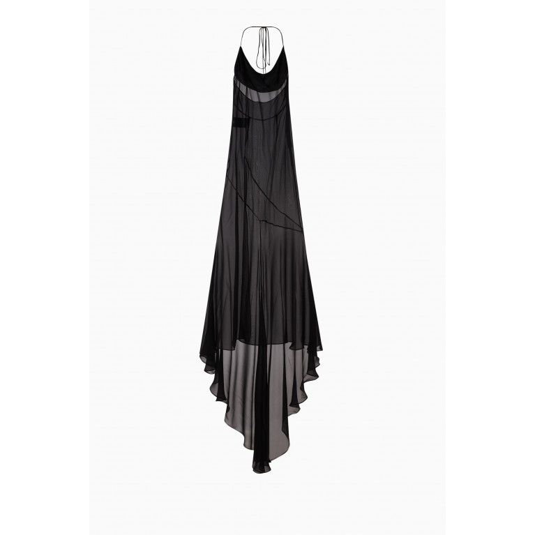 Alessandra Rich - Halterneck Maxi Gown in Silk Georgette