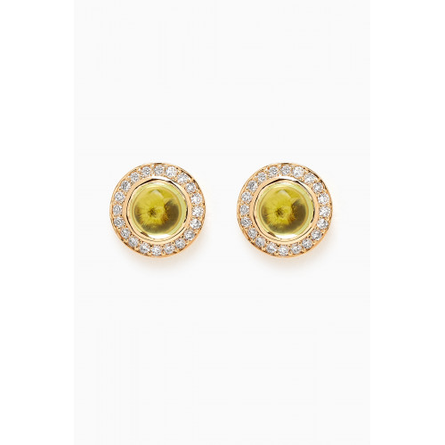 Samra - Barq Diamond Earrings in 18kt Yellow Gold Green