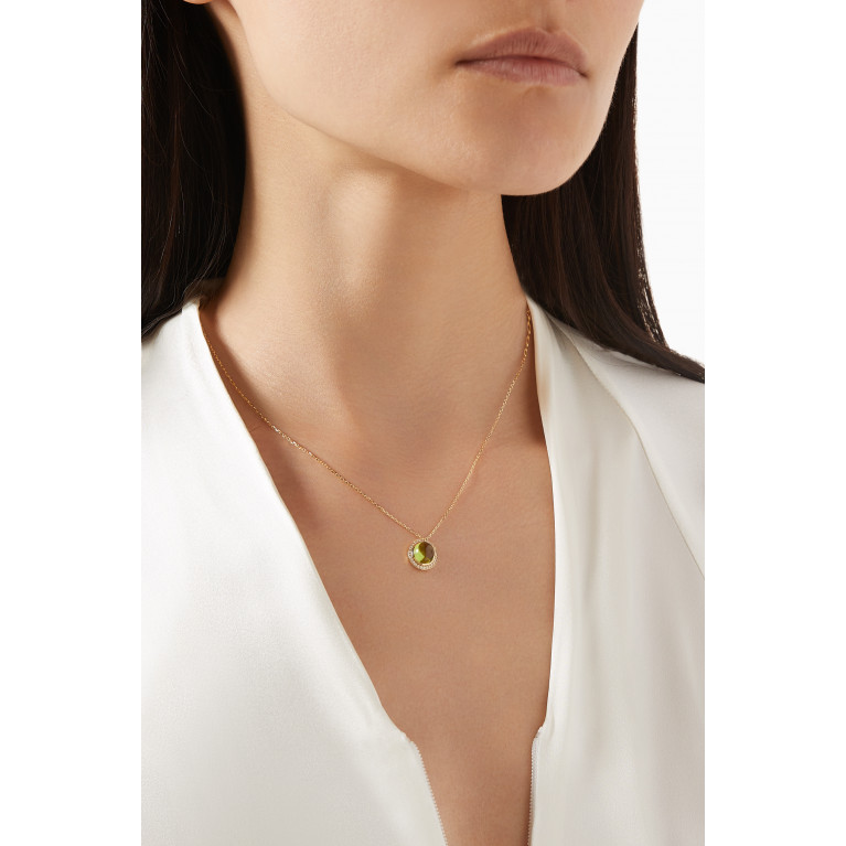 Samra - Barq Diamond Necklace in 18kt Yellow Gold Green