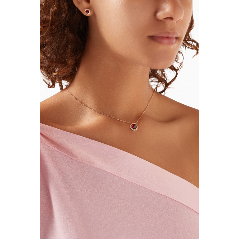 Samra - Barq Diamond Necklace in 18kt Rose Gold Red