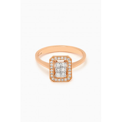 Samra - Barq Square Diamond Ring in 18kt Rose Gold