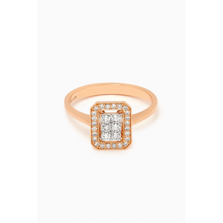 Samra - Barq Square Diamond Ring in 18kt Rose Gold