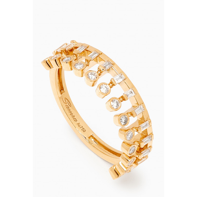 Samra - Barq Baguette Diamond Ring in 18kt Gold Yellow