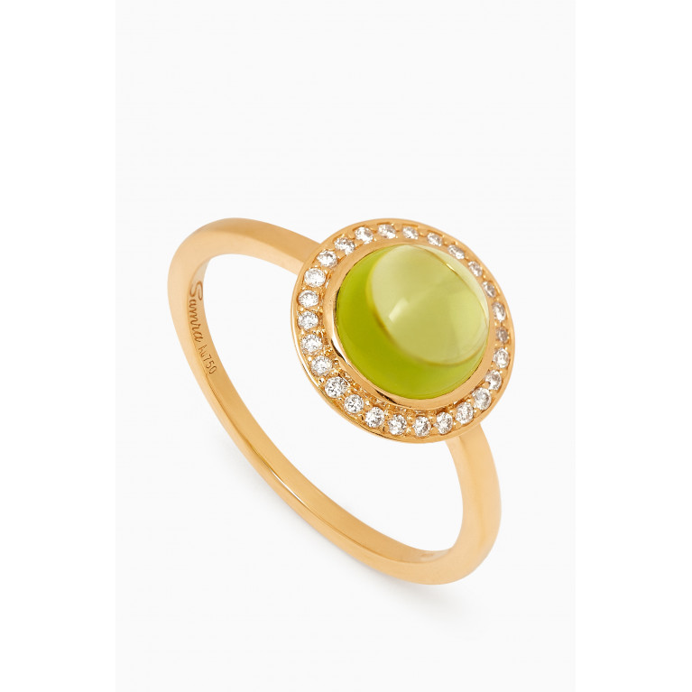 Samra - Barq Diamond Ring in 18kt Yellow Gold Green