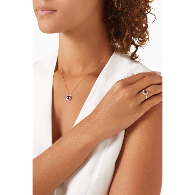 Samra - Barq Diamond Ring in 18kt Rose Gold Purple