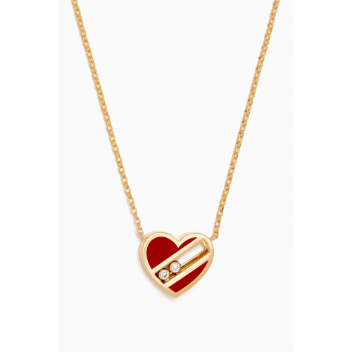 Samra - Sliding Diamonds Heart Shape Necklace in 18kt Yellow Gold