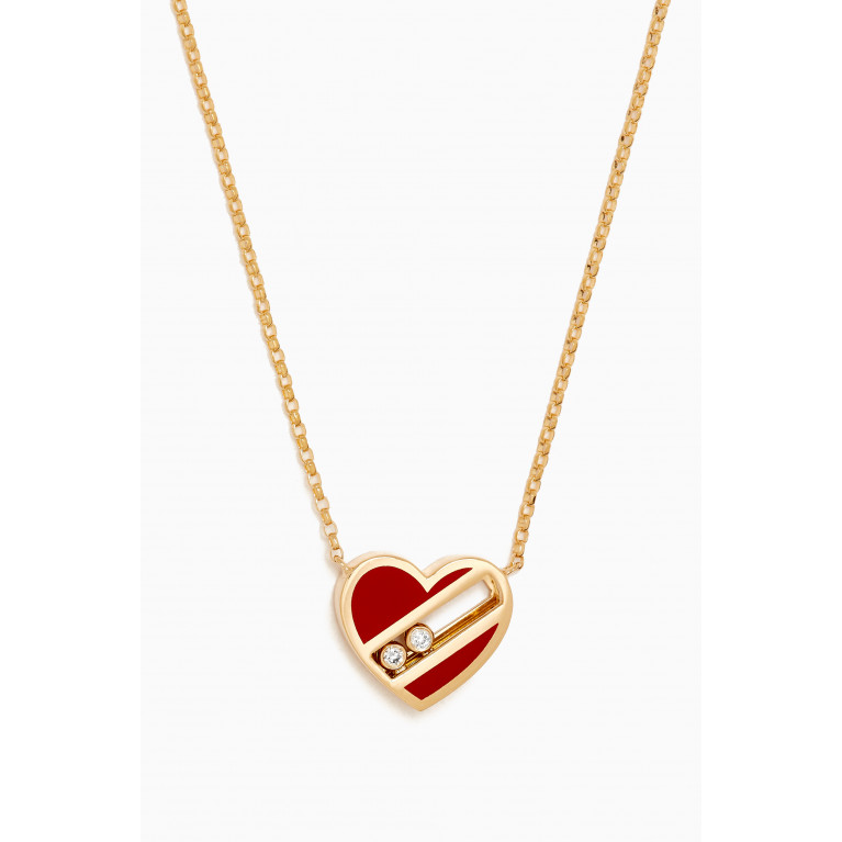 Samra - Sliding Diamonds Heart Shape Necklace in 18kt Yellow Gold