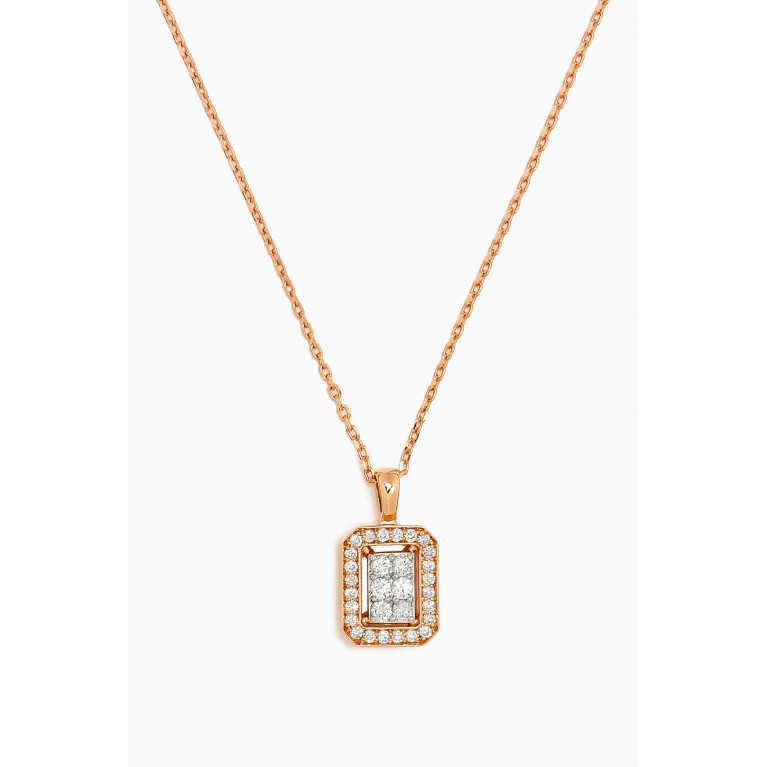 Samra - Barq Square Diamond Necklace in 18kt Rose Gold