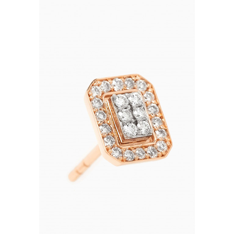 Samra - Barq Square Diamond Earrings in 18kt Rose Gold