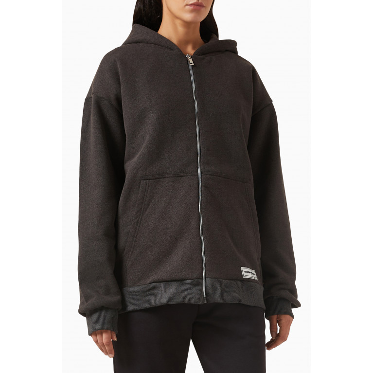 The Giving Movement - Washed Oversized Zip Hoodie in Organic Cotton Black