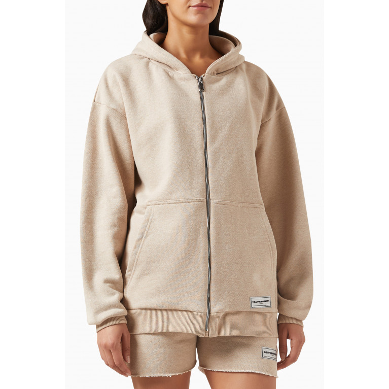 The Giving Movement - Washed Oversized Zip Hoodie in Organic Cotton Brown