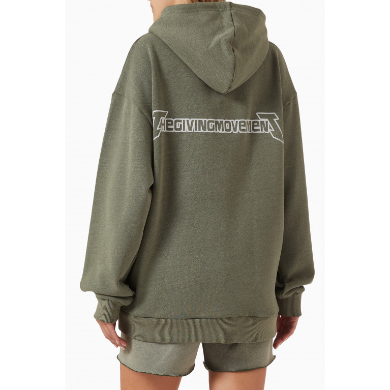 The Giving Movement - Washed Oversized Zip Hoodie in Organic Cotton Green