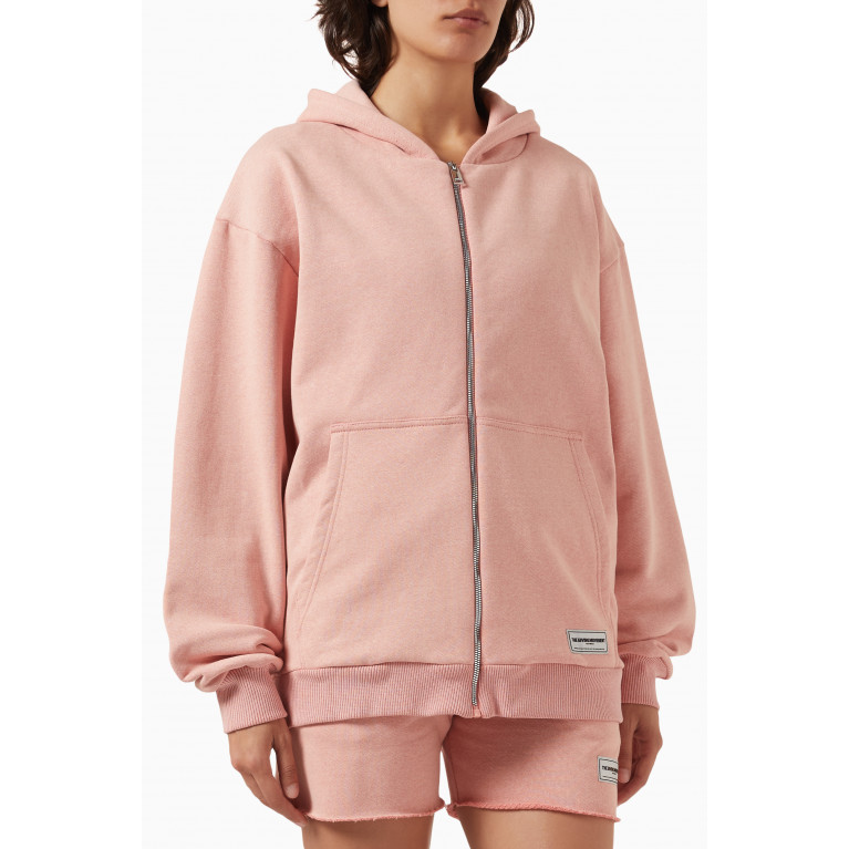 The Giving Movement - Washed Oversized Zip Hoodie in Organic Cotton Pink