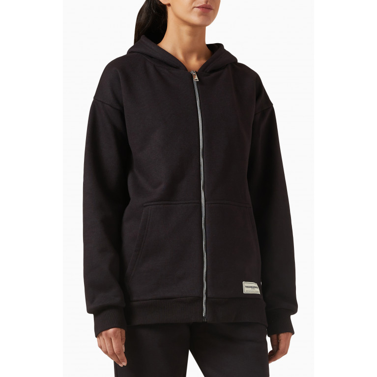 The Giving Movement - Oversized Zip Hoodie in Organic Cotton-blend Black