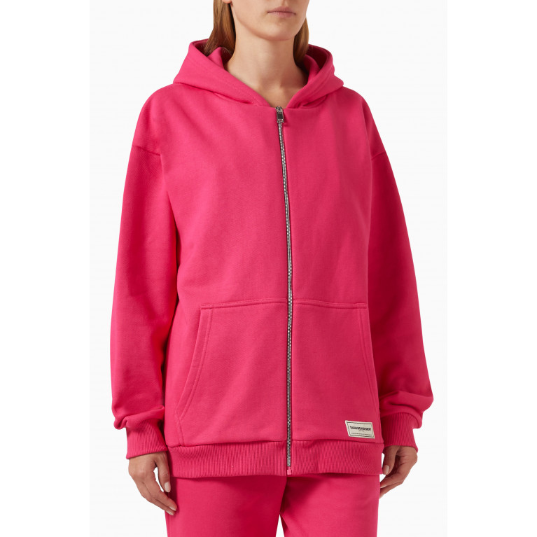 The Giving Movement - Oversized Zip Hoodie in Organic Cotton-blend Pink