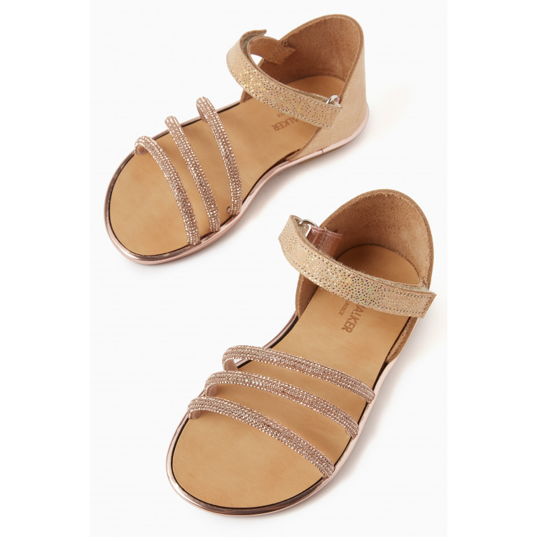 Babywalker - Rhinestone Triple Band Sandals in Leather