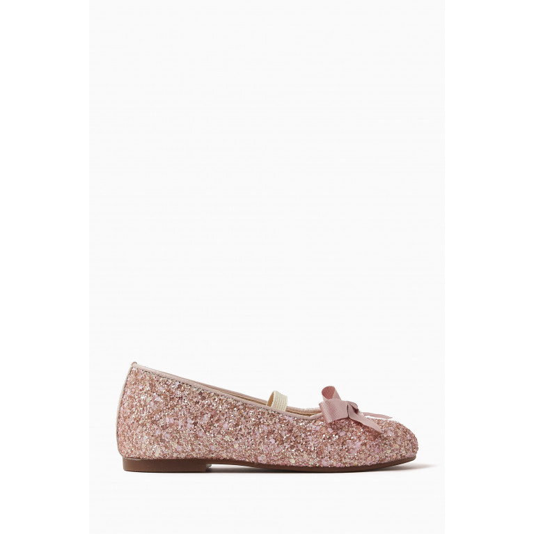 Babywalker - Sparkle-embellished Bow Ballerina Shoes Pink