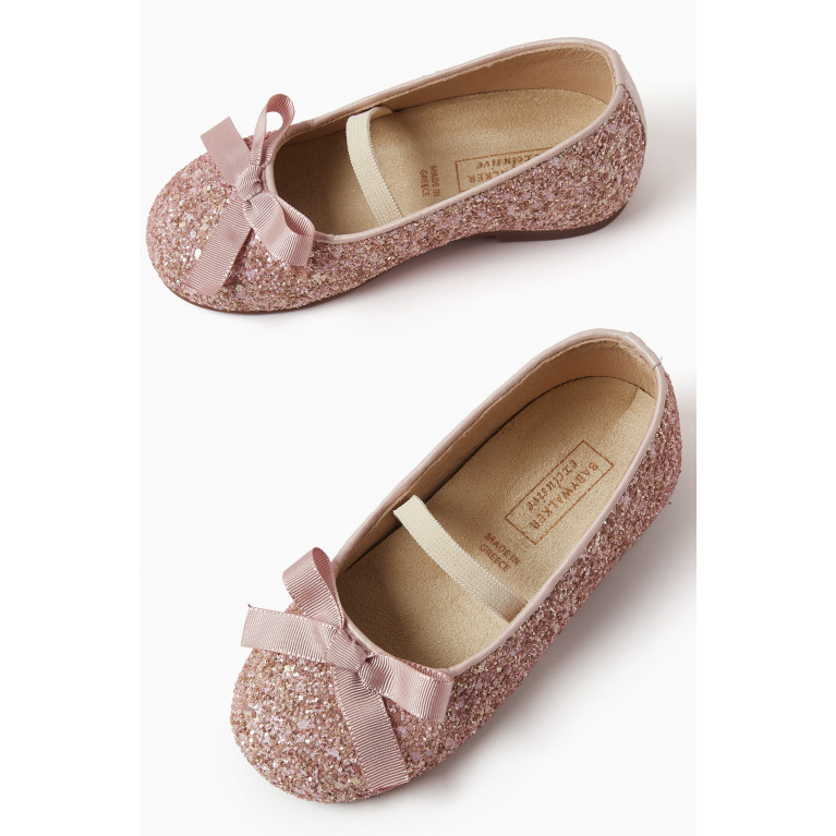 Babywalker - Sparkle-embellished Bow Ballerina Shoes Pink