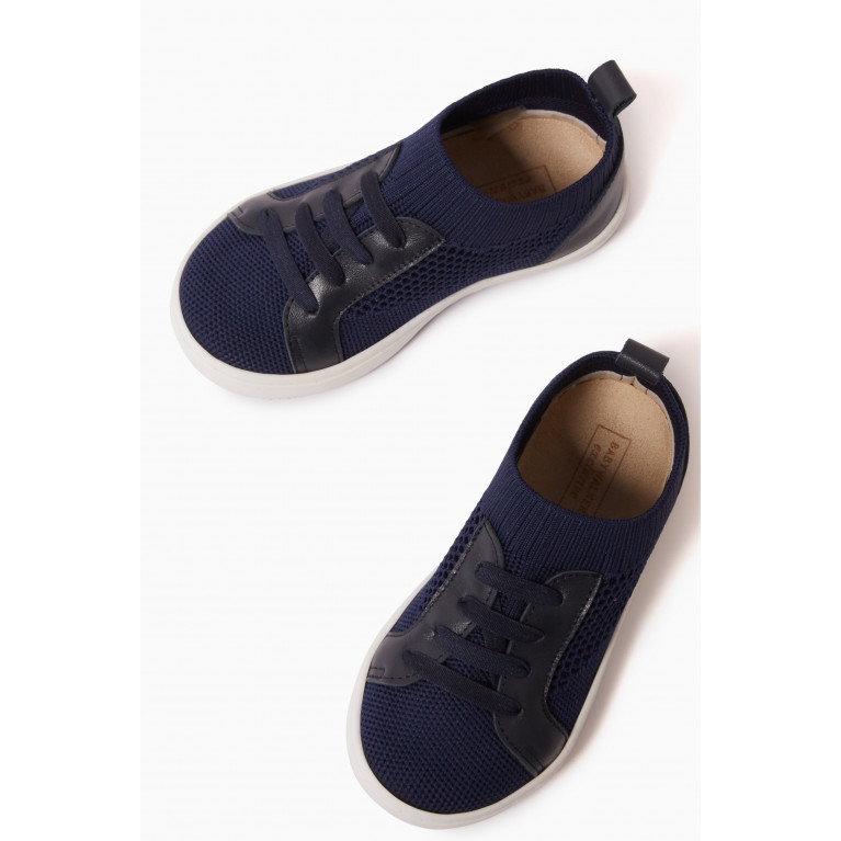Babywalker - Lace-up Sock Sneakers in Woven Knit Blue