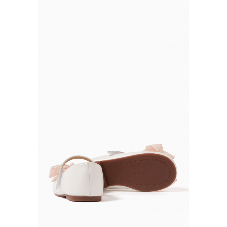 Babywalker - Pearl in Bow Ballerina Flats in Leather Pink