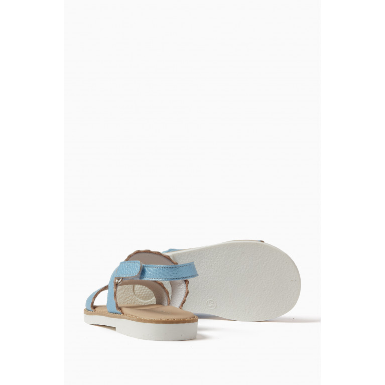 Babywalker - Cut-out Strap Sandals in Grainy Leather Blue