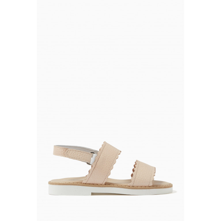 Babywalker - Cut-out Strap Sandals in Grainy Leather Pink