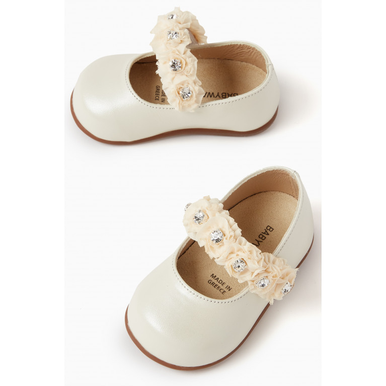 Babywalker - 3D Floral Ballerina Shoes in Leather