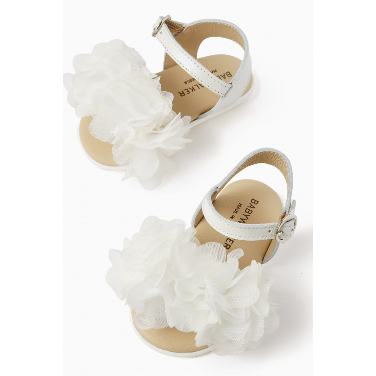 Babywalker - Layered Flower Appliqué Sandals in Leather