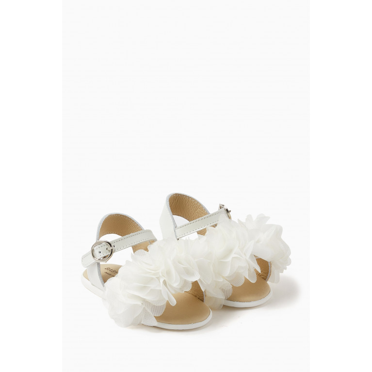 Babywalker - Layered Flower Appliqué Sandals in Leather