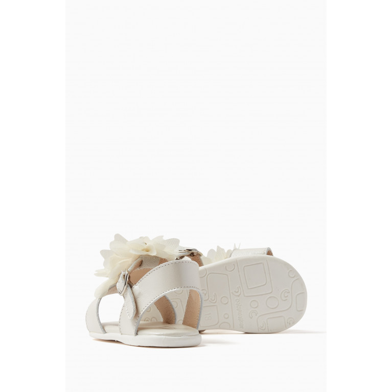 Babywalker - Floral Appliqué Sandals in Leather Neutral
