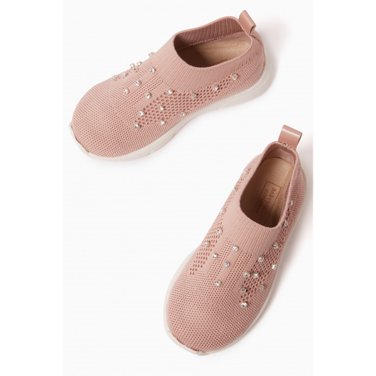 Babywalker - Crystal-embellished Sock Sneakers in Fabric Pink
