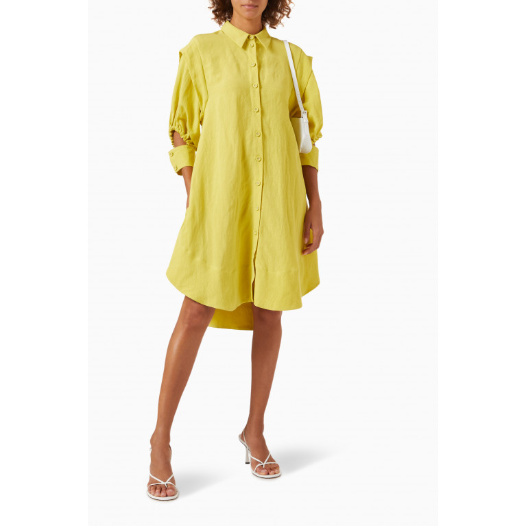Aniic - Gael Drawstring Shirt Dress in Organic-cotton Blend