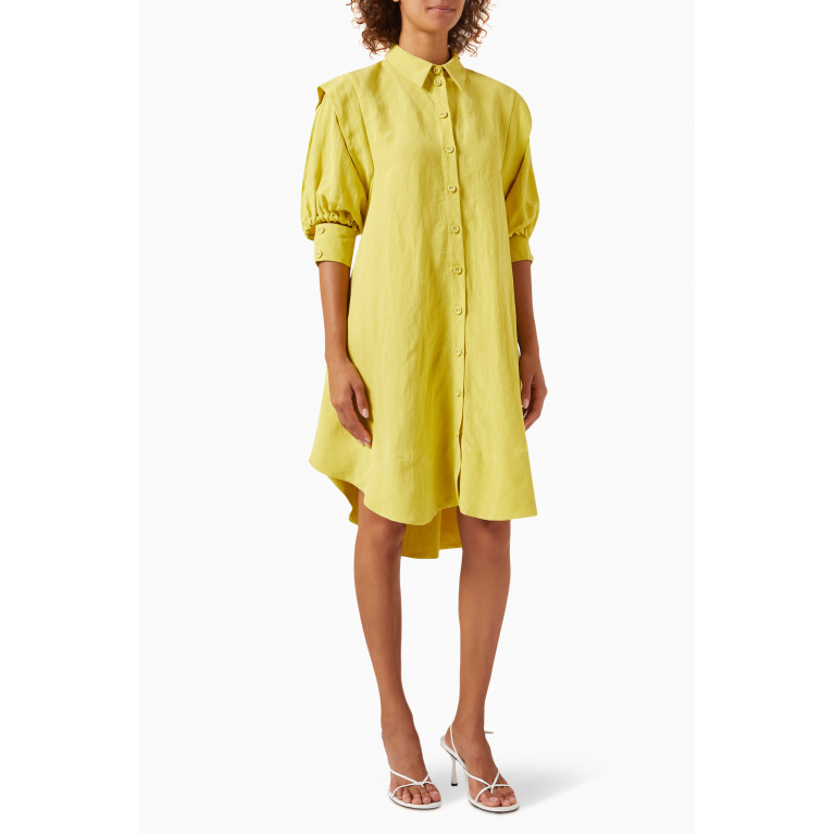 Aniic - Gael Drawstring Shirt Dress in Organic-cotton Blend