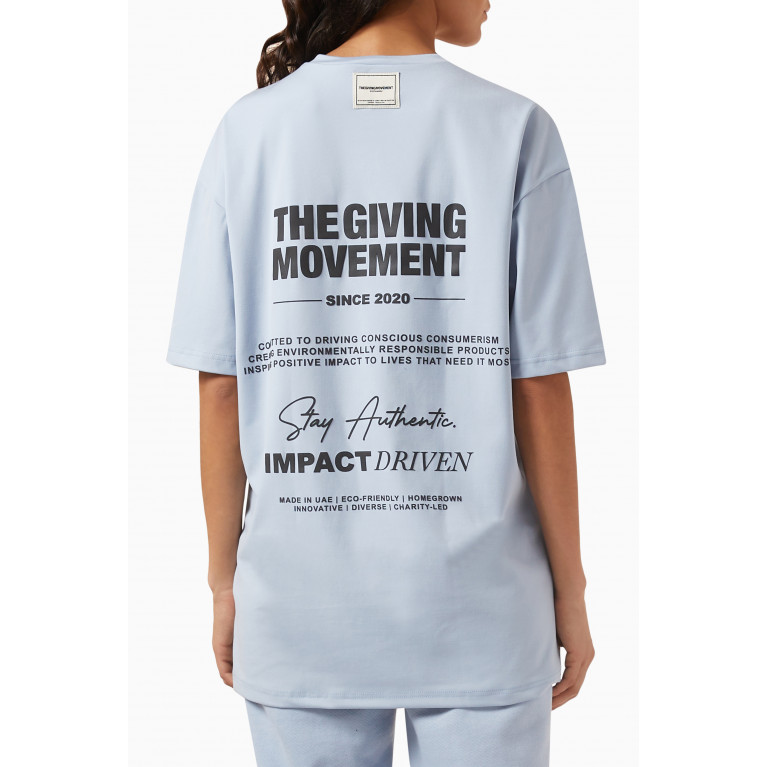 The Giving Movement - Oversized Printed T-shirt in Light Softskin100© Blue
