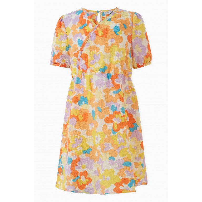 Name It - Floral Dress in Woven Fabric Orange