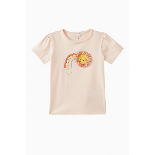 Name It - Sun-embroidered T-shirt in Cotton Pink