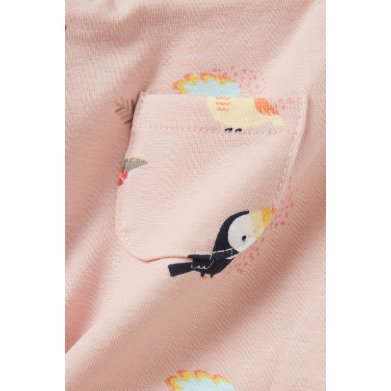 Name It - Birds-print Shorts in Cotton Pink