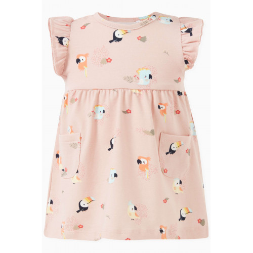 Name It - Bird-print Dress in Cotton Pink