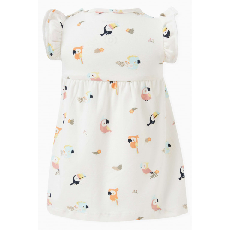 Name It - Bird-print Dress in Cotton White