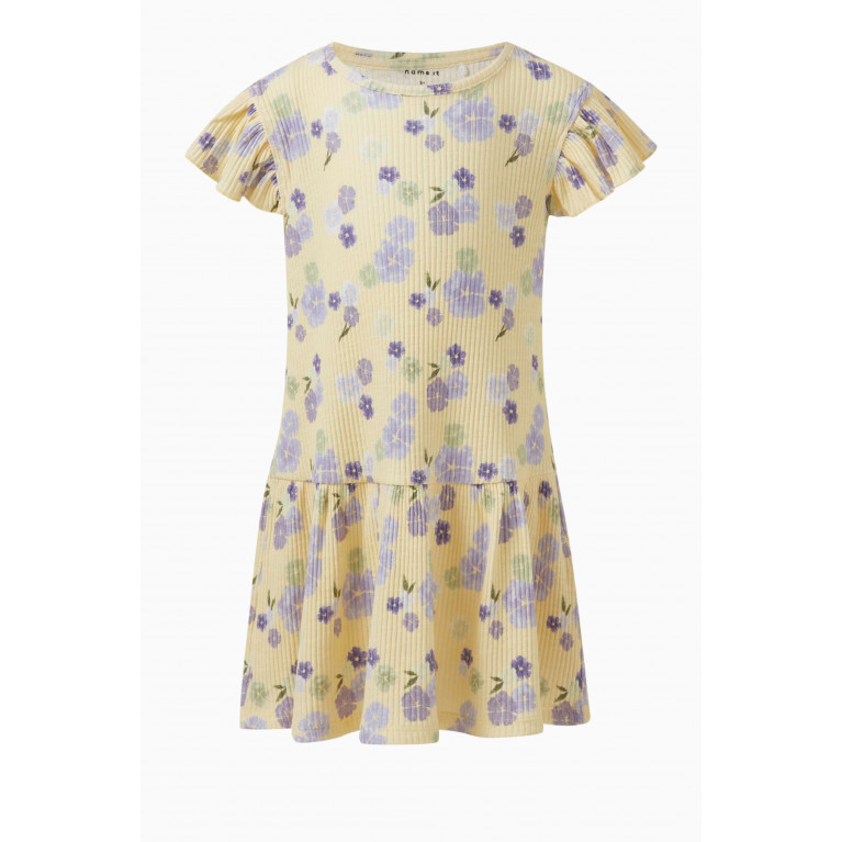 Name It - Floral-print Dress in Cotton Neutral