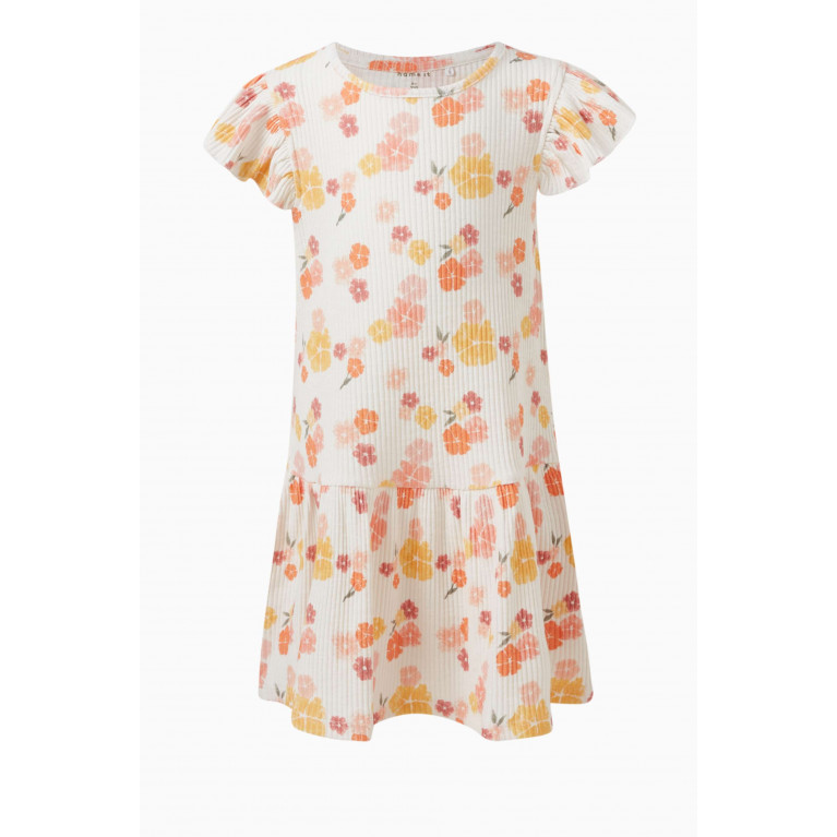 Name It - Floral-print Dress in Cotton White
